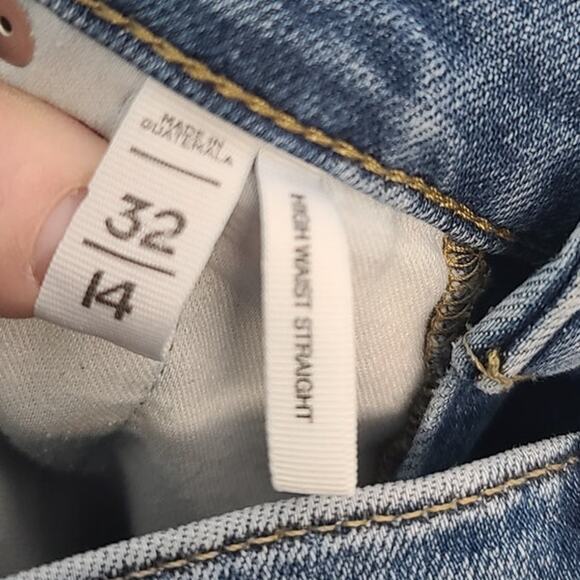 LOFT High-Waist Straight Leg Jeans Size 32/14 Light Blue GUC 28" Inseam Stretch - Picture 3 of 4